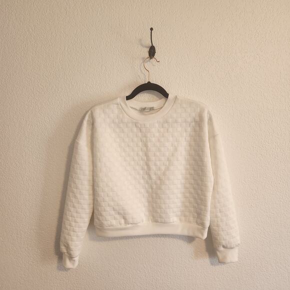 Paper Crane Women's XS White Quilted‎ Long Sleeve Sweater New - Picture 1 of 5